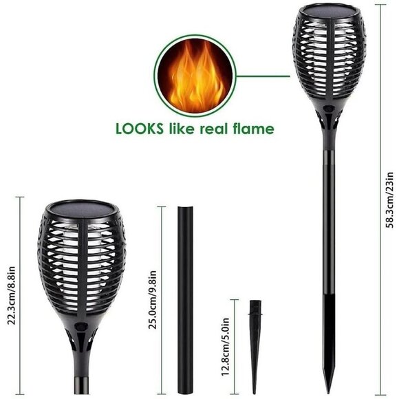 4-Pack Solar Flame Torch (Super Large Size) Solar Torches with Flickering Flame - Picture 3 of 7